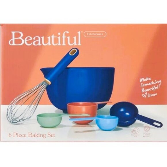 New: 6Pc Beautiful by Drew Kitchen Baking Set-Dark Blue - Picture 1 of 5